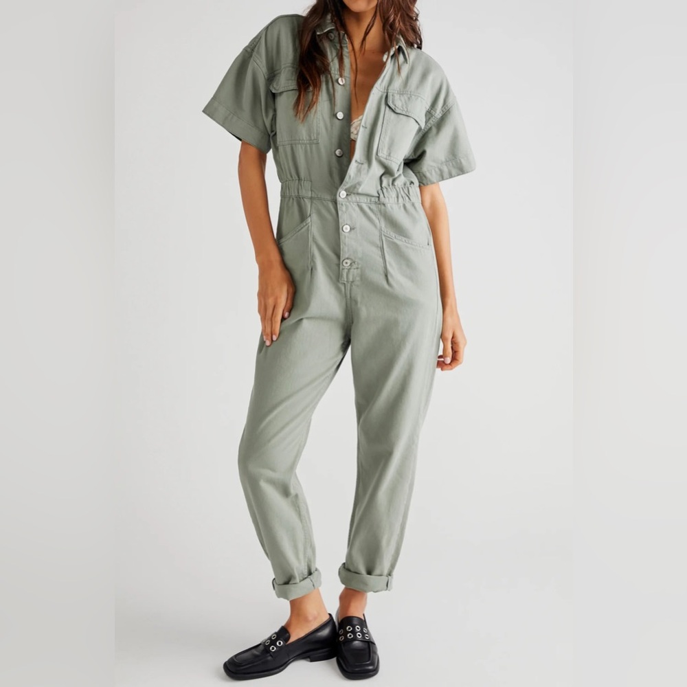 Free People Sage Green Jumpsuit